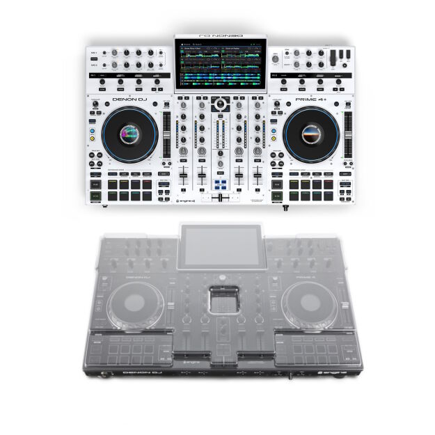 Denon DJ PRIME 4+ WHITE Limited Edition & Decksaver Prime 4+ Cover