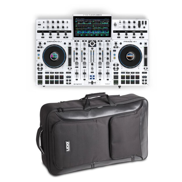 Denon DJ PRIME 4+ WHITE Limited Edition & UDG Urbanite Backpack Extra Large Black