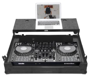 UDG Ultimate Flight Case Pioneer DJ DDJ-FLX10 Black Plus (Laptop Shelf + Wheels)