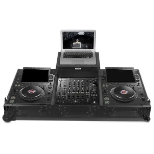 UDG Pioneer CDJ-3000x / DJM-A9 Flight Case Set (Laptop Shelf + Wheels, Black)